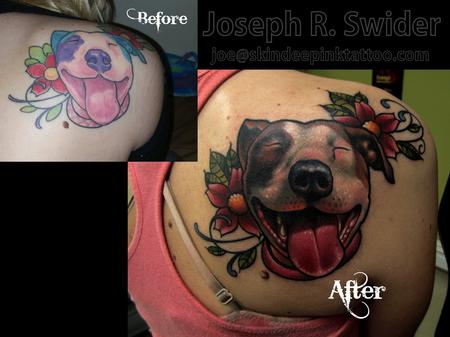 Tattoos - Pitbull portrait tattoo coverup / redo - 96414